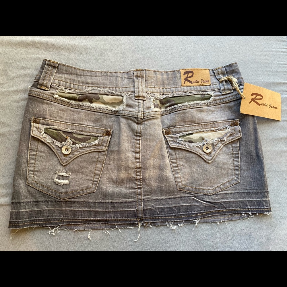 NWT Rustic Jeans Size 7 Army Green and Jean Mini Skirt